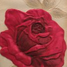 Antique Birthday Postcard Red Silk Roses Heavily Embossed Unposted