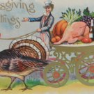 Antique Thanksgiving Postcard Uncle Sam Driving Carriage Led By A Turkey