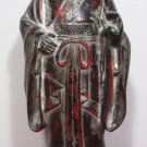 Antique Cast Iron Confucius Statue Door Stop Chinese Red Black