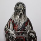 Antique Cast Iron Confucius Statue Door Stop Chinese Red Black