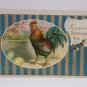 Antique Easter Postcard Rooster Colored Eggs Embossed Posted Divided