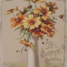 Antique Birthday Postcard Opens like a card in front Embossed, Unposted, Divided