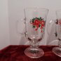 Christmas Glassware Set Libbey Holly and Bows 4 Cups 4 Glasses 2 Bowls Lot of 10