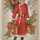 Antique Christmas Postcard Woman Santa Claus with Bag of Toys Embossed Unposted