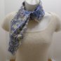 Vintage Scarf with Fringed Edges Off White with Blue Roses Tan Leaves Paisley