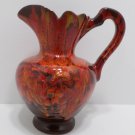Water Pitcher Art Pottery Orange and Brown Vintage
