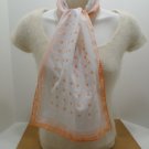 Vintage Scarf by Frieres LTD White with Peach Borders and Polka Dots