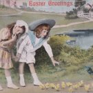 Antique Easter Postcard Chickens Chicks Embossed Posted Divided