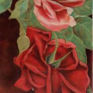 Antique Birthday Postcard Pink and Red Roses Embossed posted Germany