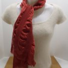 Vintage Scarf by Oscar De La Renta Rusty Color 100% Silk Striped Fringed Ends