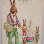Antique Easter Postcard Humanized Rabbits Embossed Unposted Divided