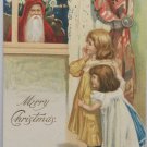 Antique Christmas Postcard Santa Claus Looking Through the Window Undivided