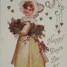 Antique Birthday Postcard Little Girl Unposted Divided Embossed
