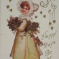 Antique Birthday Postcard Little Girl Unposted Divided Embossed