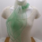 Vintage Green White Scarf 100% Nylon Made in Japan 27 x 26 WPL10360