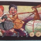 1906 Easter Postcard Children Pulling Rabbit on Egg Tuck & Sons Posted Divided