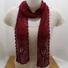 Vintage Ladies Scarf Hand Crocheted Burgundy 82" x 4"