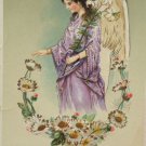 Antique Easter Postcard Angel Floral Posted Divided Glossy Germany