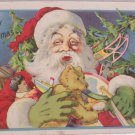 Antique Christmas Postcard  Santa Claus Wearing Green Gloves Unposted Divided