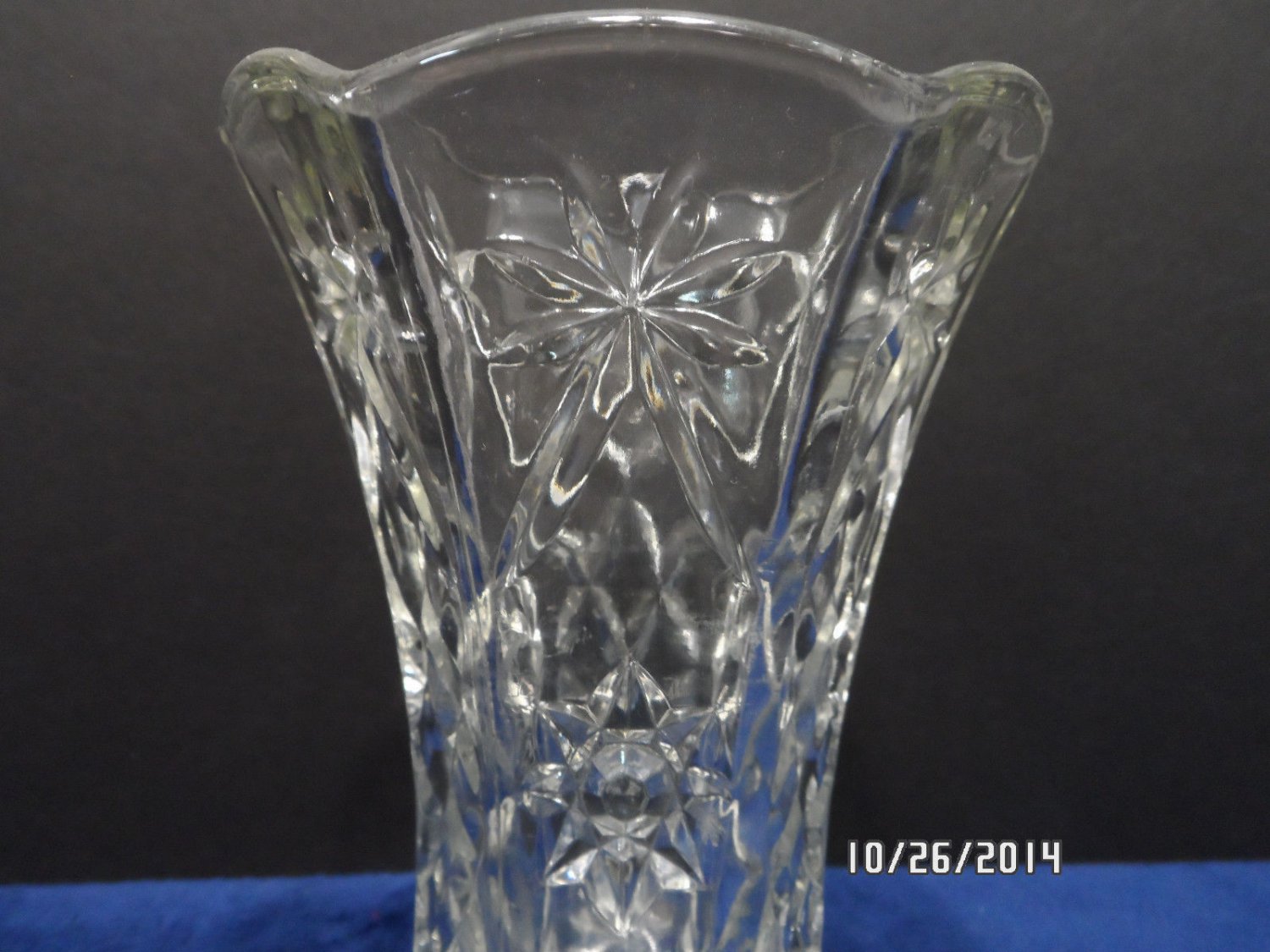 Vintage Vase Early American Prescut Clear Glass Star of David Anchor ...