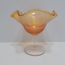 Fenton Candy Dish Marigold Carnival Glass with clear glass stem and foot