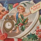Christmas Postcard Santa Claus Unposted Embossed Divided