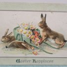 1912 Easter Postcard Rabbits Hen Tuck and Sons Embossed Posted Divided