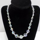 Vintage Necklace Aurora Borealis Crystal Bead Graduated Beads