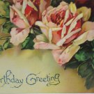 Antique Birthday Postcard Pink Roses Divided Posted Embossed