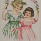 Antique Birthday Postcard Little Girls posted Divided
