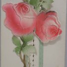 Antique Birthday Postcard Pink Roses Opens Card Unposted Divided Germany
