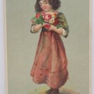 Antique Postcard Young Girl Holding Roses Embossed Unposted Divided