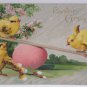 Antique Easter Postcard Baby Chicks Egg Embossed Posted Divided
