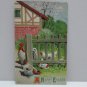 Antique Easter Postcard Rooster Hen Chicks Embossed Posted Divided