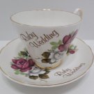 Tea Cup and Saucer Wedding Bone China Argyle Ruby Pattern Made in England