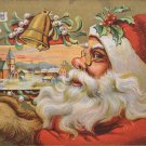 Christmas Postcard Santa Claus Has Brown Furry Animal Hands Embossed