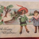 Antique Christmas Postcard Little Children Embossed Unposted Divided