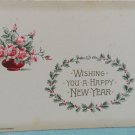 Antique 1921 New Year Postcard Pink Rose Winsch Germany Embossed Divided Posted