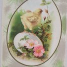 Antique Easter Postcard Yellow Baby Chick on Egg Embossed Unposted Divided