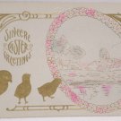 Antique Easter Postcard Baby Chickc Unposted Embossed Divided