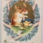 Antique 1909 Easter Postcard Rabbit Chicks Embossed Posted Divided