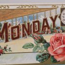 Antique Postcard Date Series Mechanical Roses Heavily Embossed Divided Unposted