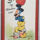 Valentines Day Postcard Boy Standing on His Head Signed by Artist Germany