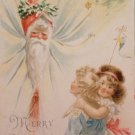 Antique 1909 Christmas Postcard Santa Claus Posted Divided