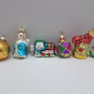 Christmas Tree Ornaments Six Miniature Glass Angel, Tree, Bell, Train and more