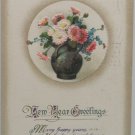 Antique 1914 New Year Postcard Floral Winsch Germany Embossed Divided Posted