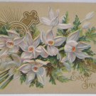 Antique Easter Postcard Floral Embossed Posted Divided