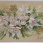 Antique Easter Postcard Floral Embossed Posted Divided