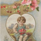 Antique Valentine Postcard Embossed Divided and Unposted