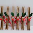 Six Reindeer Wooden Clothes Pins Christmas Tree Ornaments